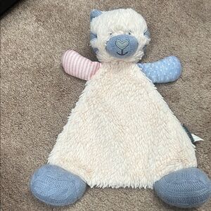 Plush Cream and Blue Cozy Lovey Comforter for Kids demdaco bin c c42